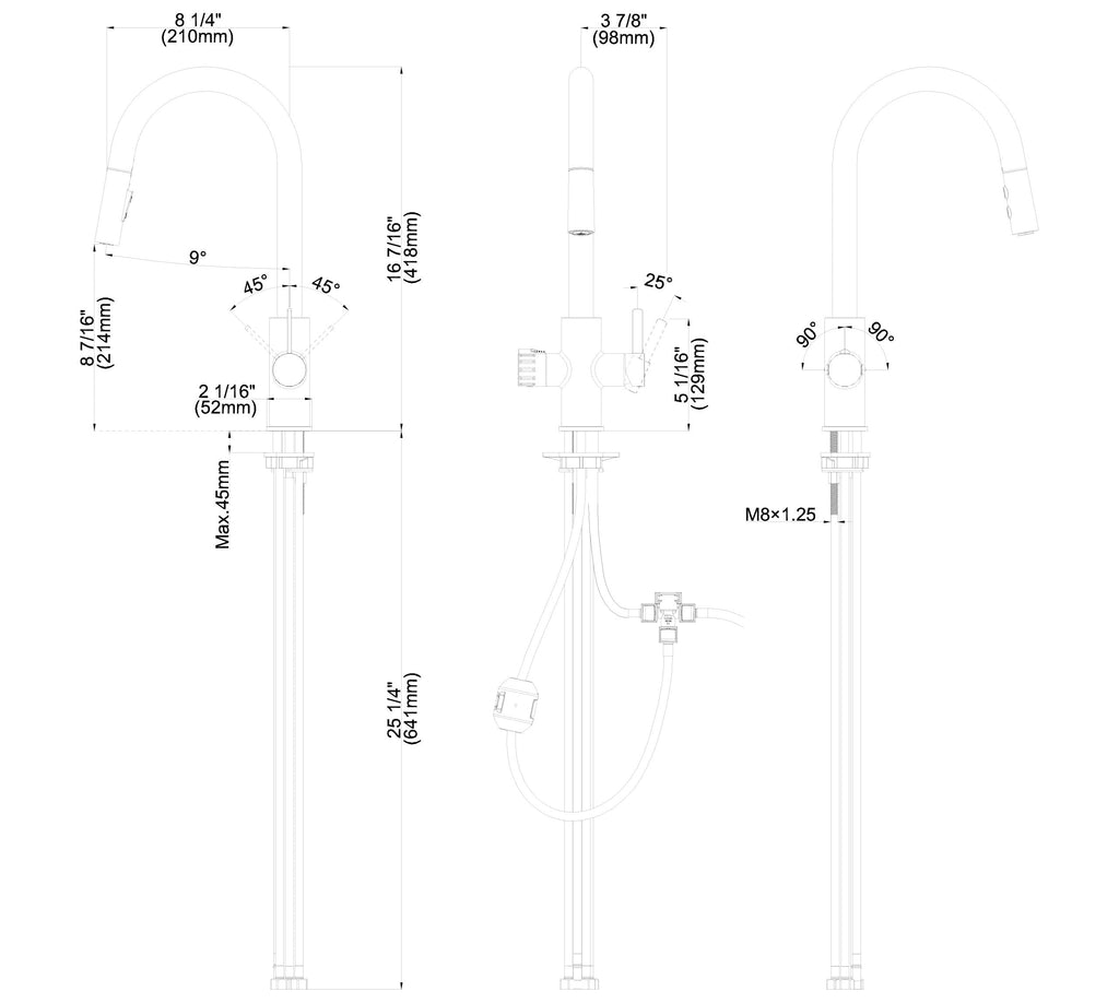 Platinum 4-in-1 Pull-Out: Swan Neck - Chrome