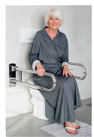 Ridder Accessibility Fold Down Rail with Toilet Roll Holder Chrome