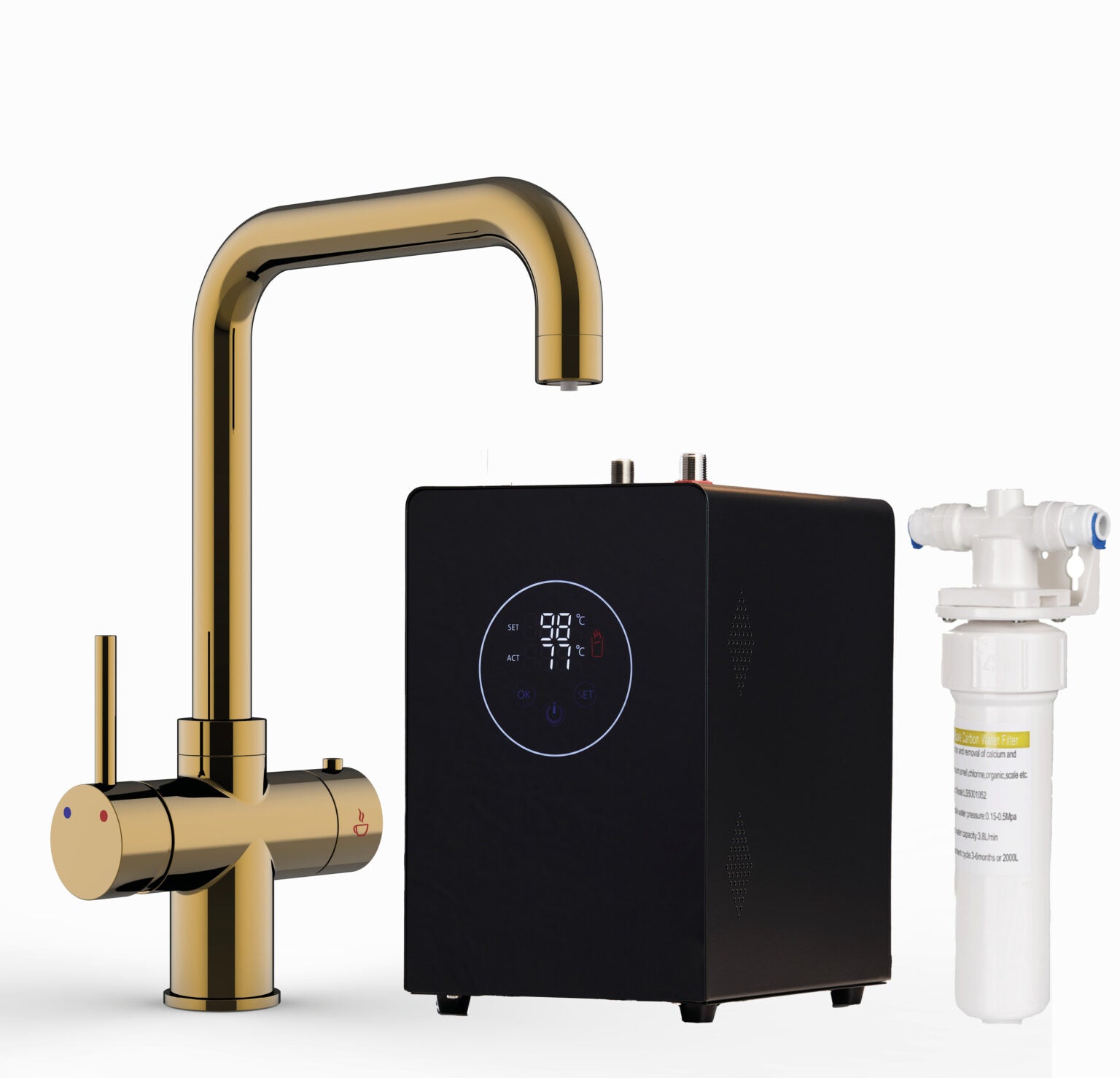 Helena D-Shape 3-in-1 Boiling Tap Brushed Gold