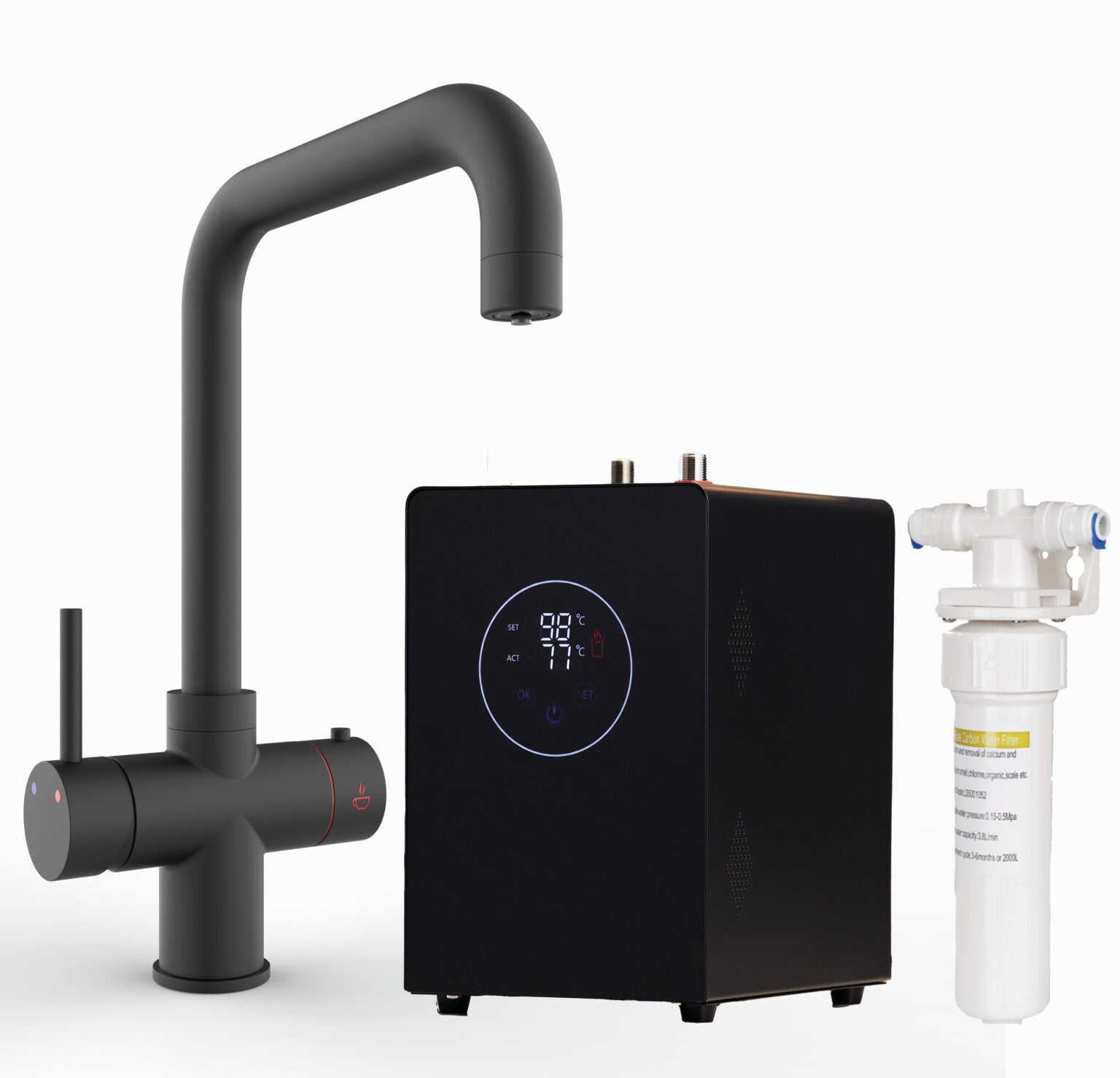 Helena D-Shape 3-in-1 Boiling Tap Matt Black