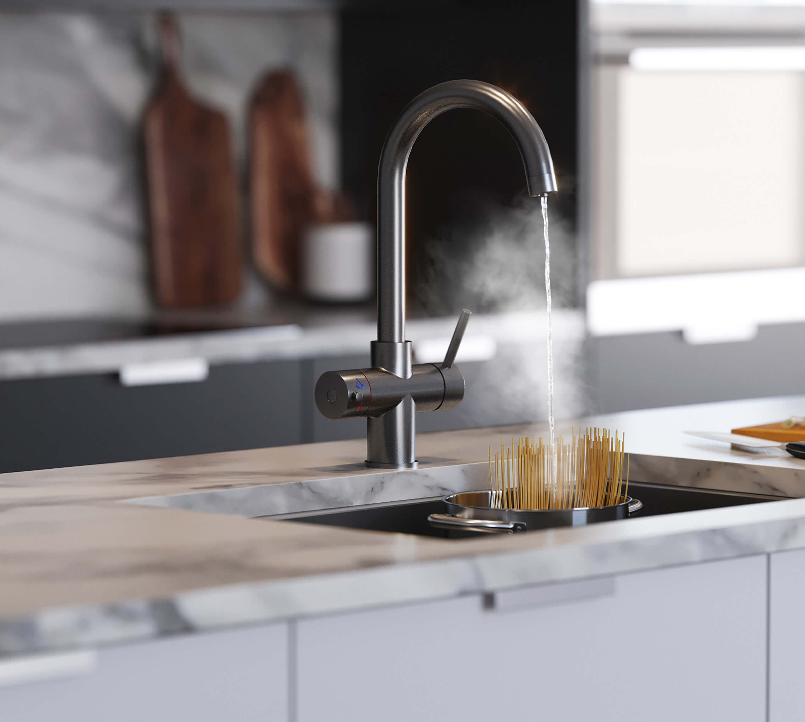 Helena Swan Neck 3-in-1 Boiling Tap Gun Metal
