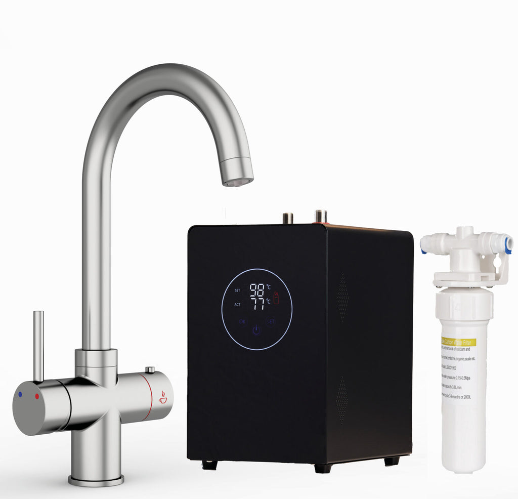 Helena Swan Neck 3-in-1 Boiling Tap Brushed Nickel