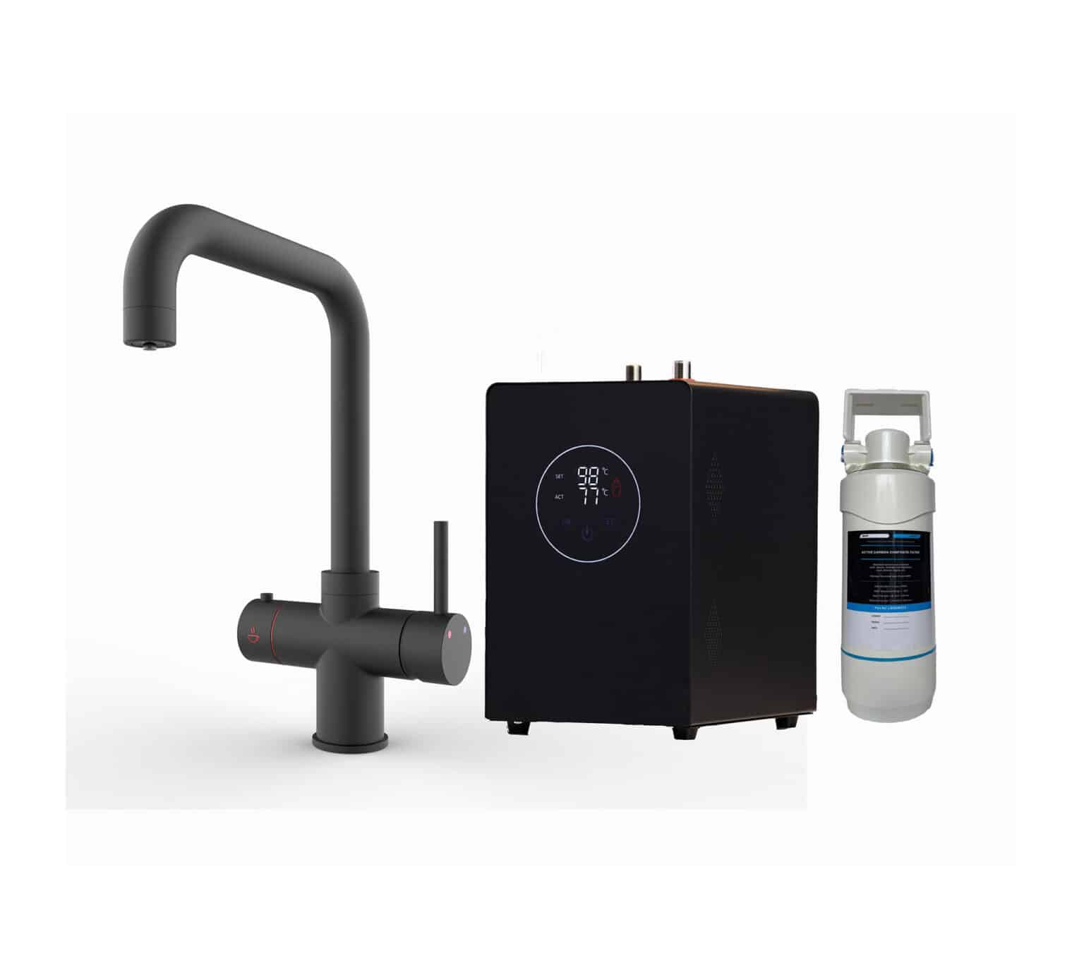 Quanta Chilled D-Shape 4-in-1 Boiling Tap Matt Black