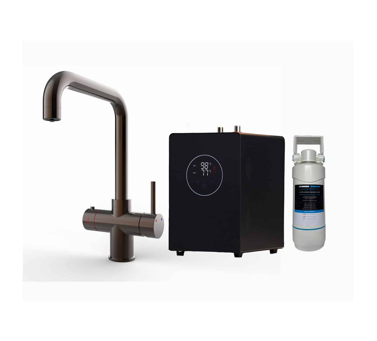 Quanta Chilled D-Shape 4-in-1 Boiling Tap Gunmetal