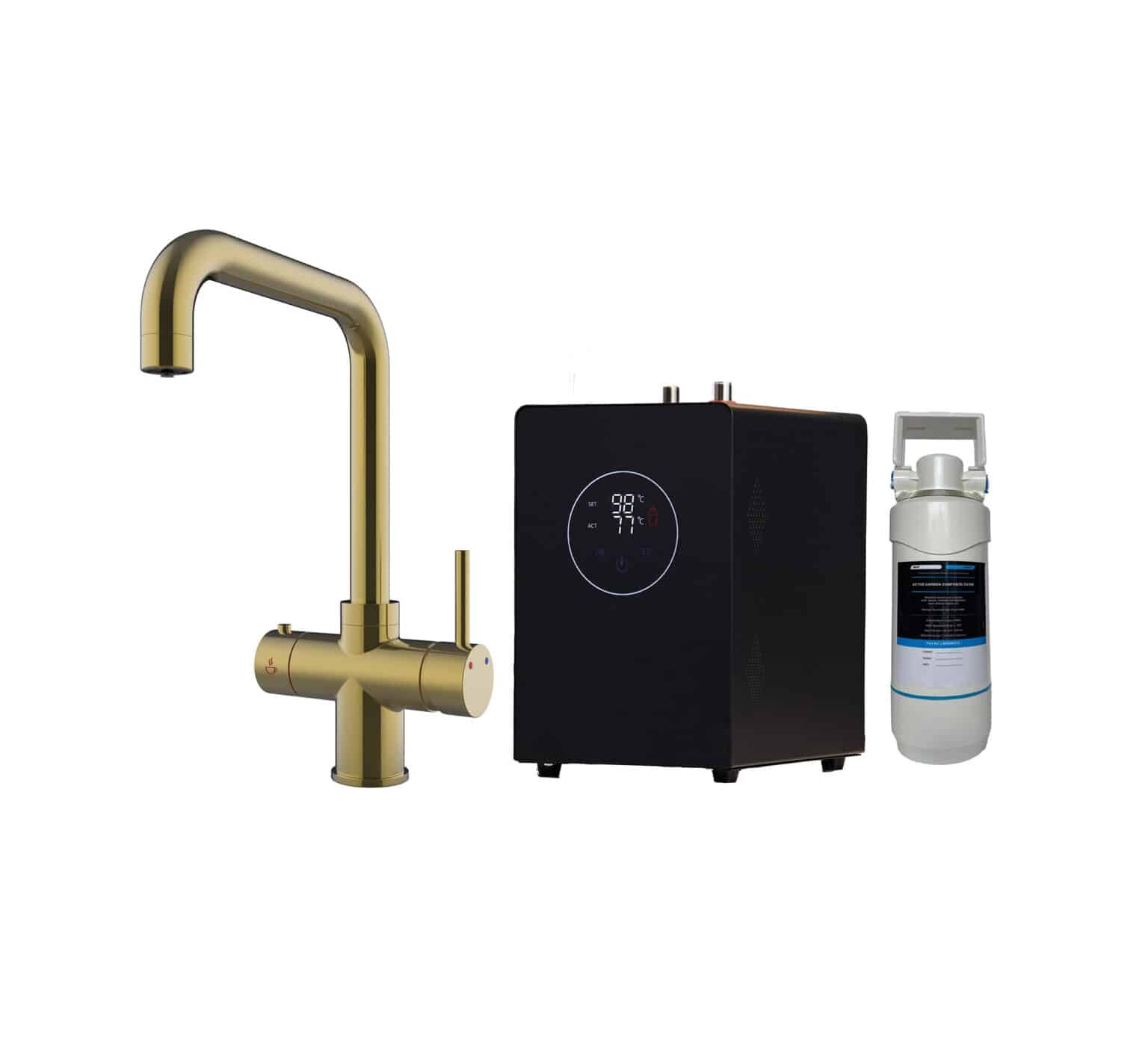 Quanta Chilled D-Shape 4-in-1 Boiling Tap Brushed Gold