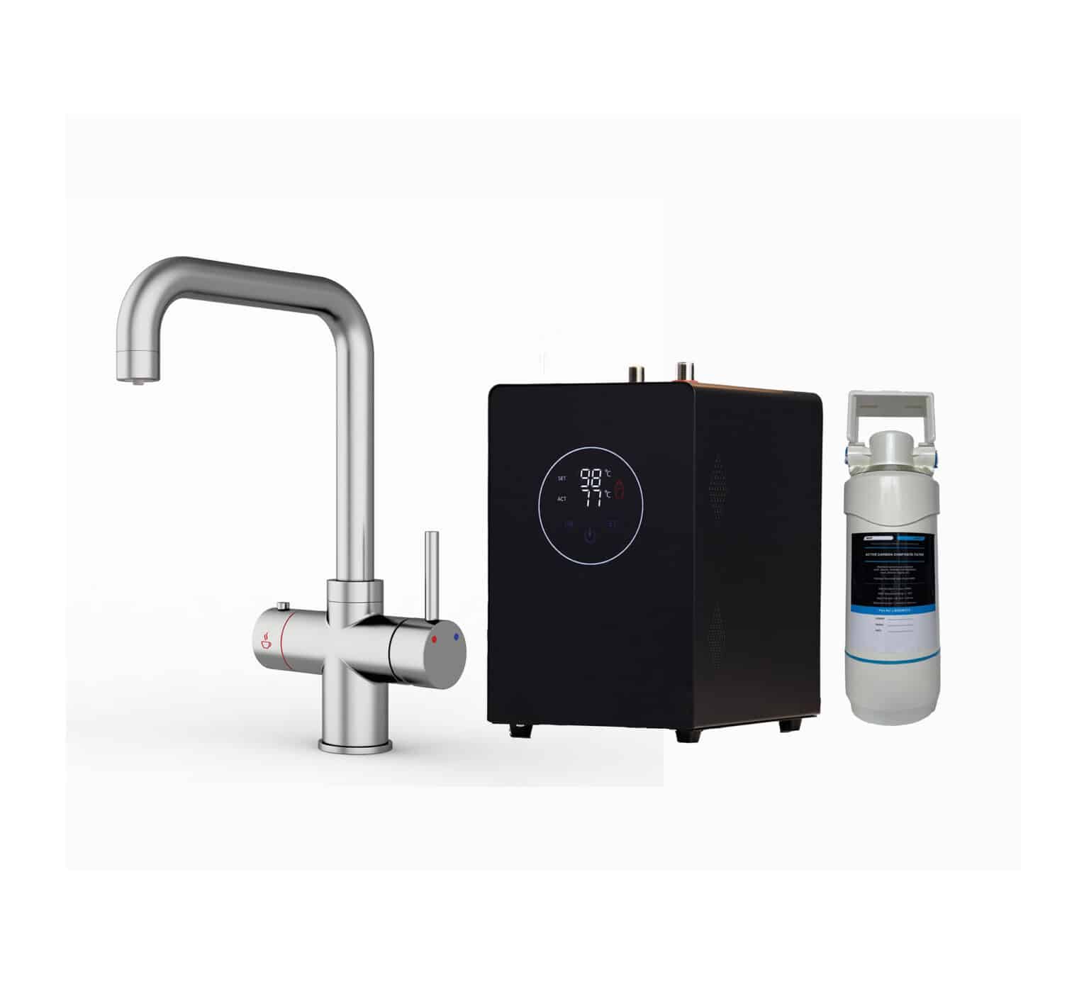Quanta Chilled D-Shape 4-in-1 Boiling Tap Brushed Nickel