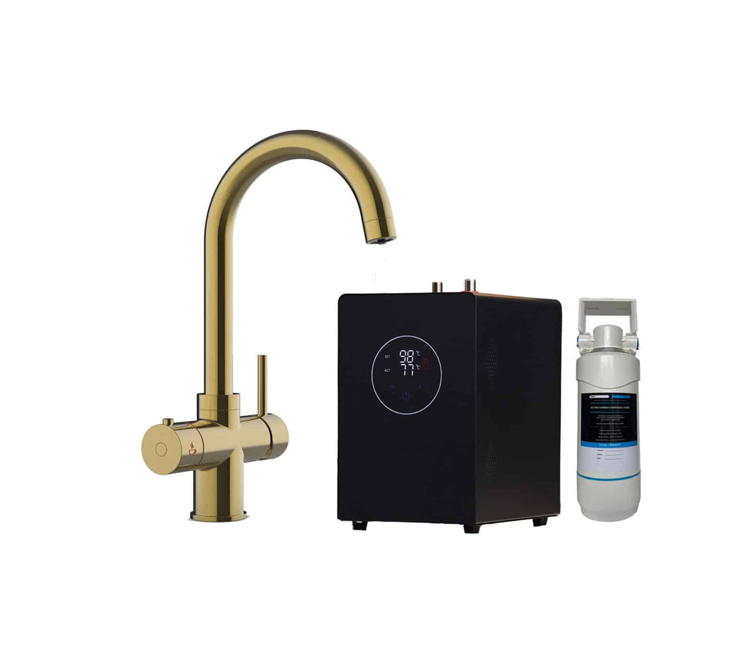 Quanta Chilled Swan 4-in-1 Boiling Tap Brushed Gold