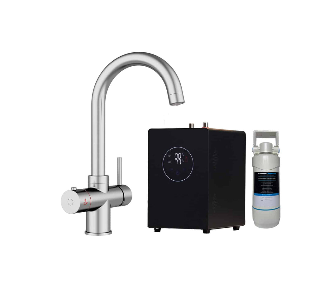 Quanta Chilled Swan 4-in-1 Boiling Tap Brushed Nickel