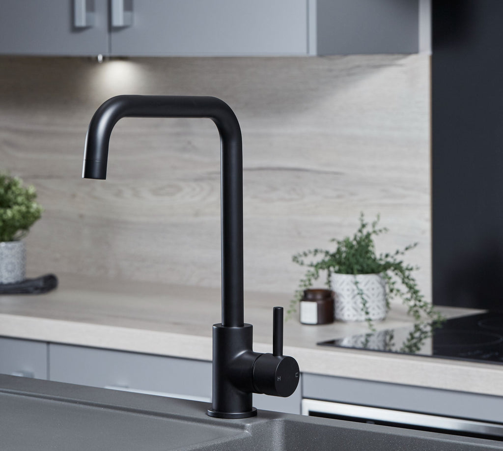 Geardine D Shape Kitchen Tap Matt Black