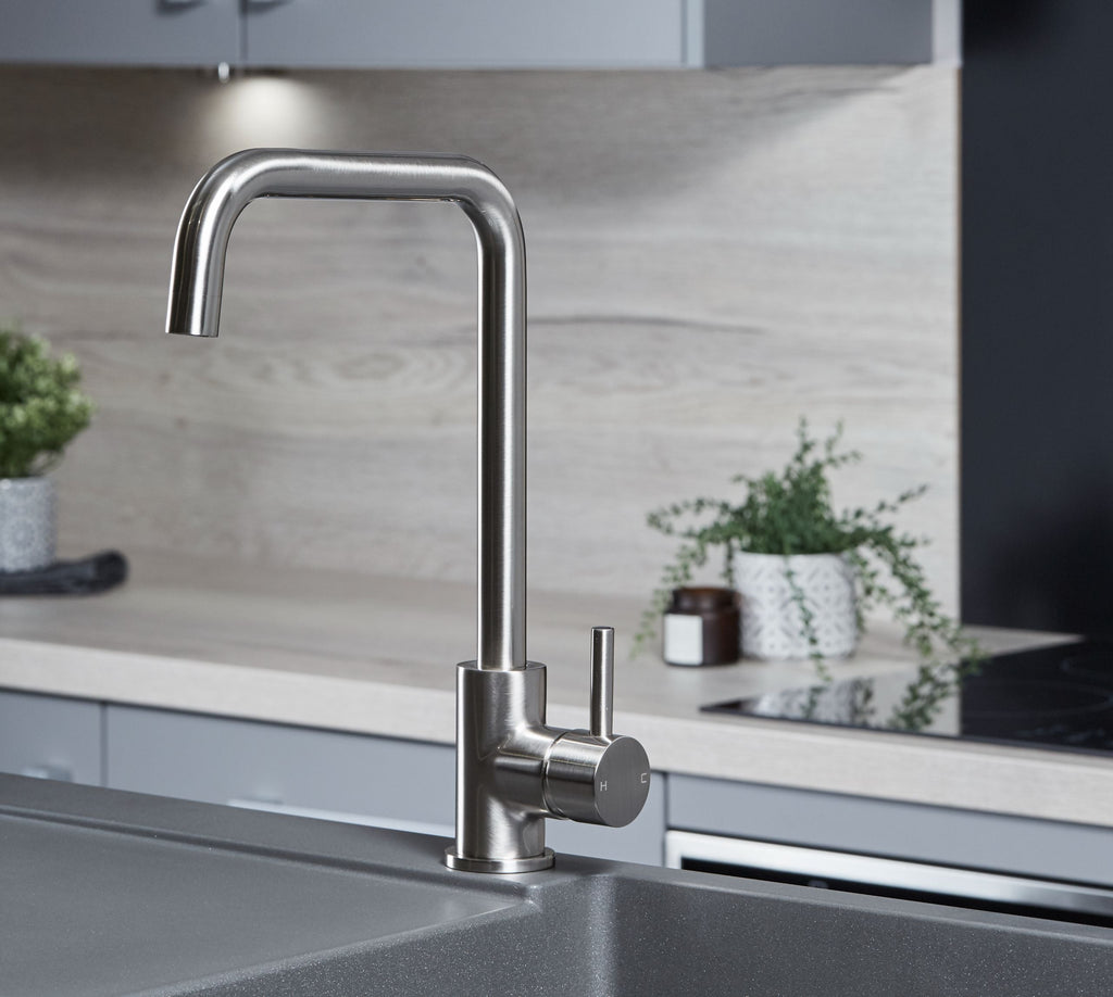 Geardine D Shape Kitchen Tap Brushed Nickel