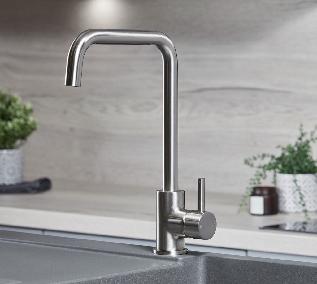 Geardine D Shape Kitchen Tap Brushed Nickel