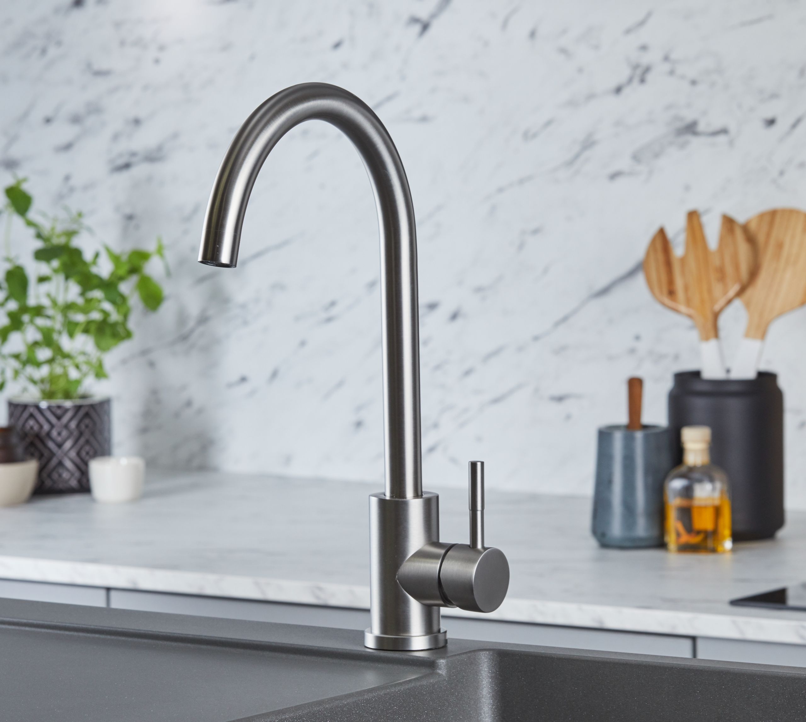 Geardine Kitchen Tap Brushed Nickel