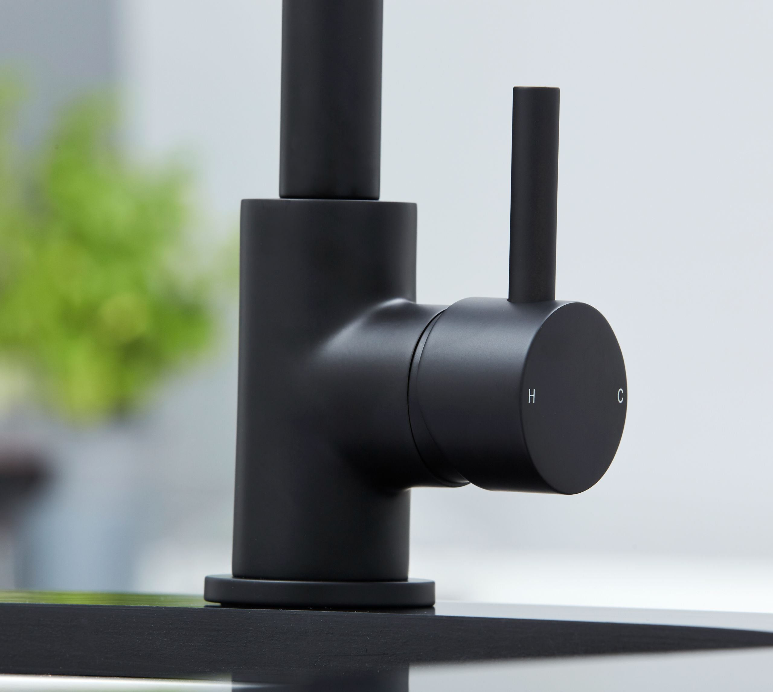 Geardine D Shape Kitchen Tap Matt Black