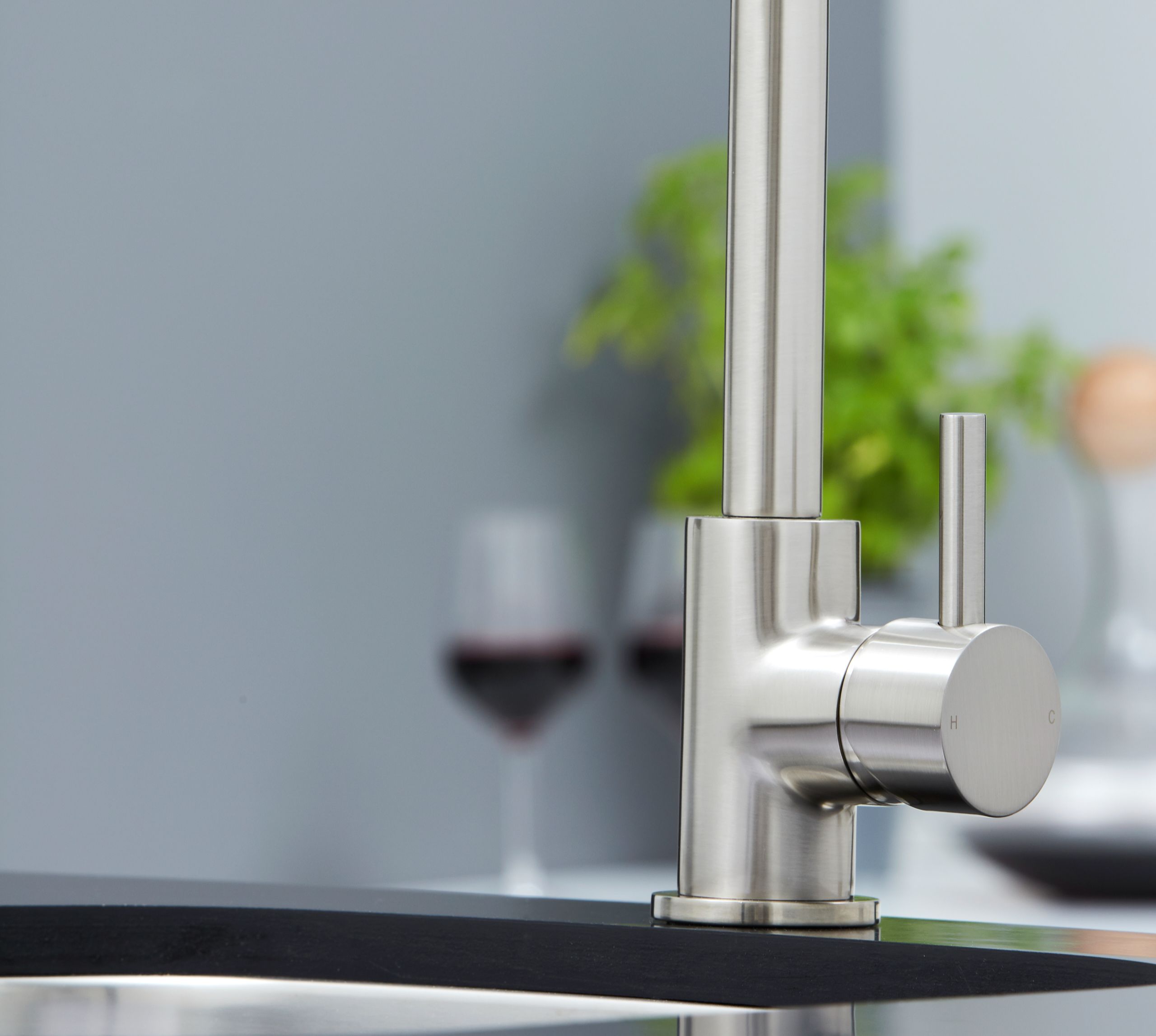 Geardine D Shape Kitchen Tap Brushed Nickel