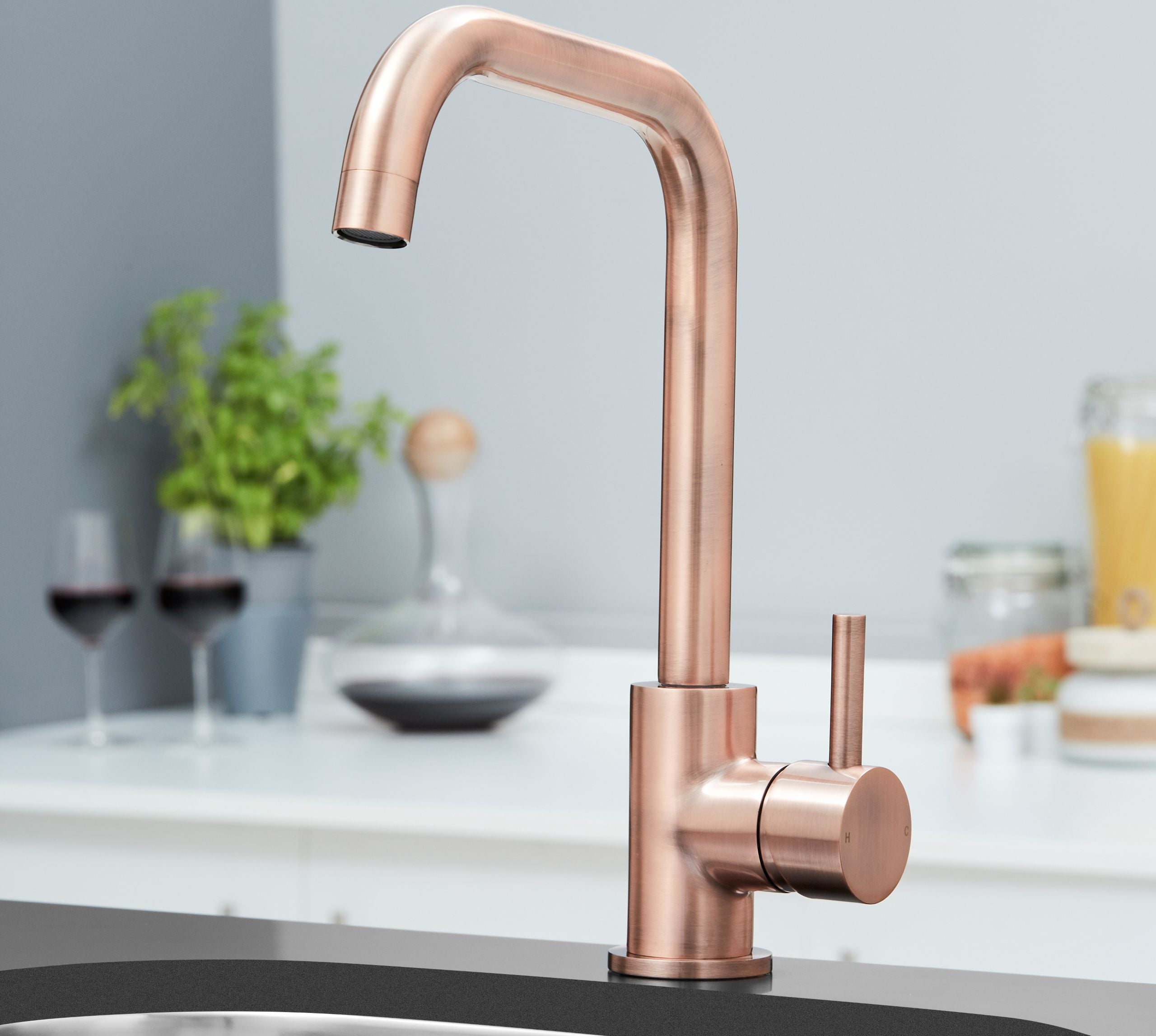 Geardine D Shape Kitchen Tap Copper