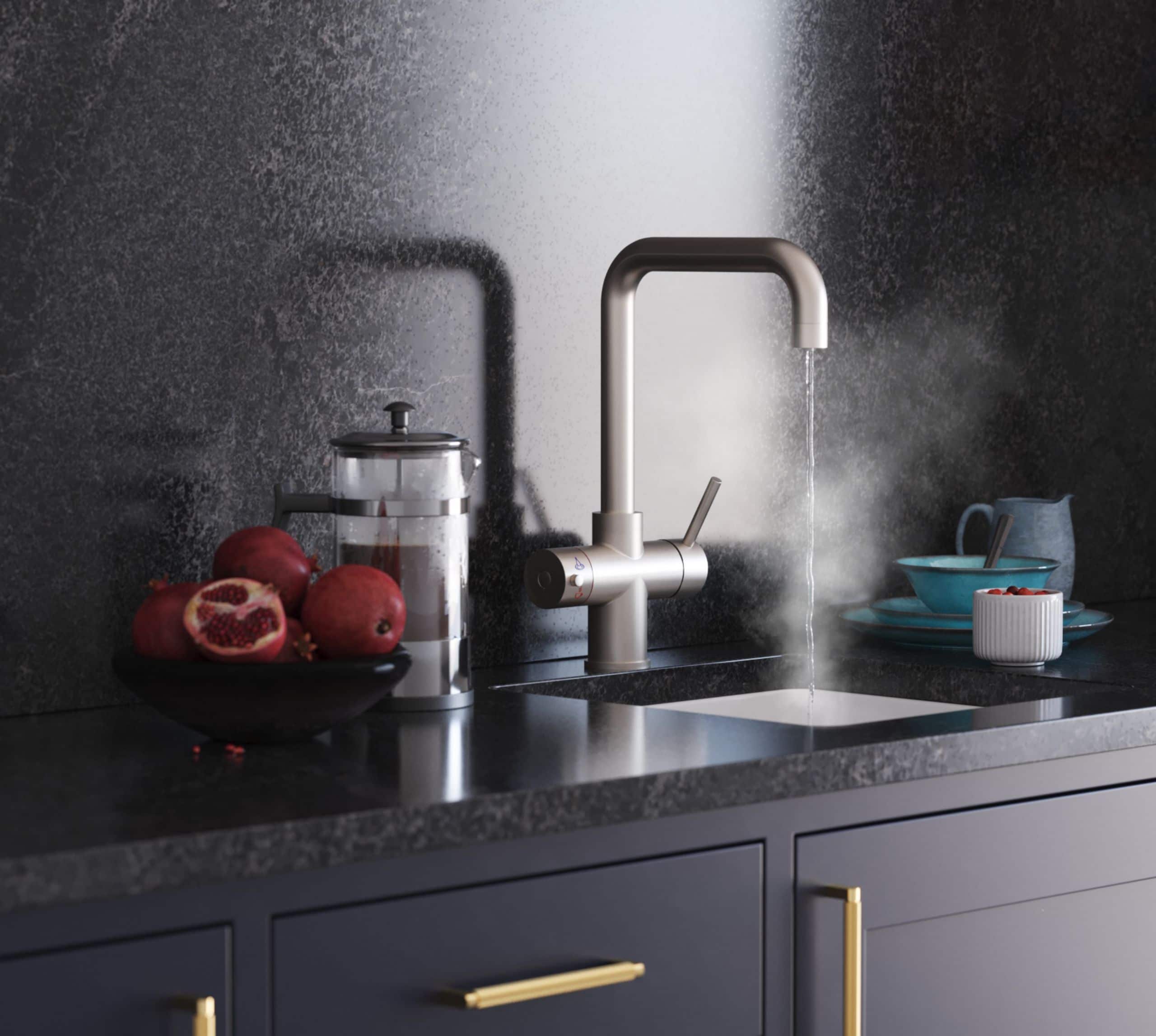 Quanta Chilled D-Shape 4-in-1 Boiling Tap Brushed Nickel