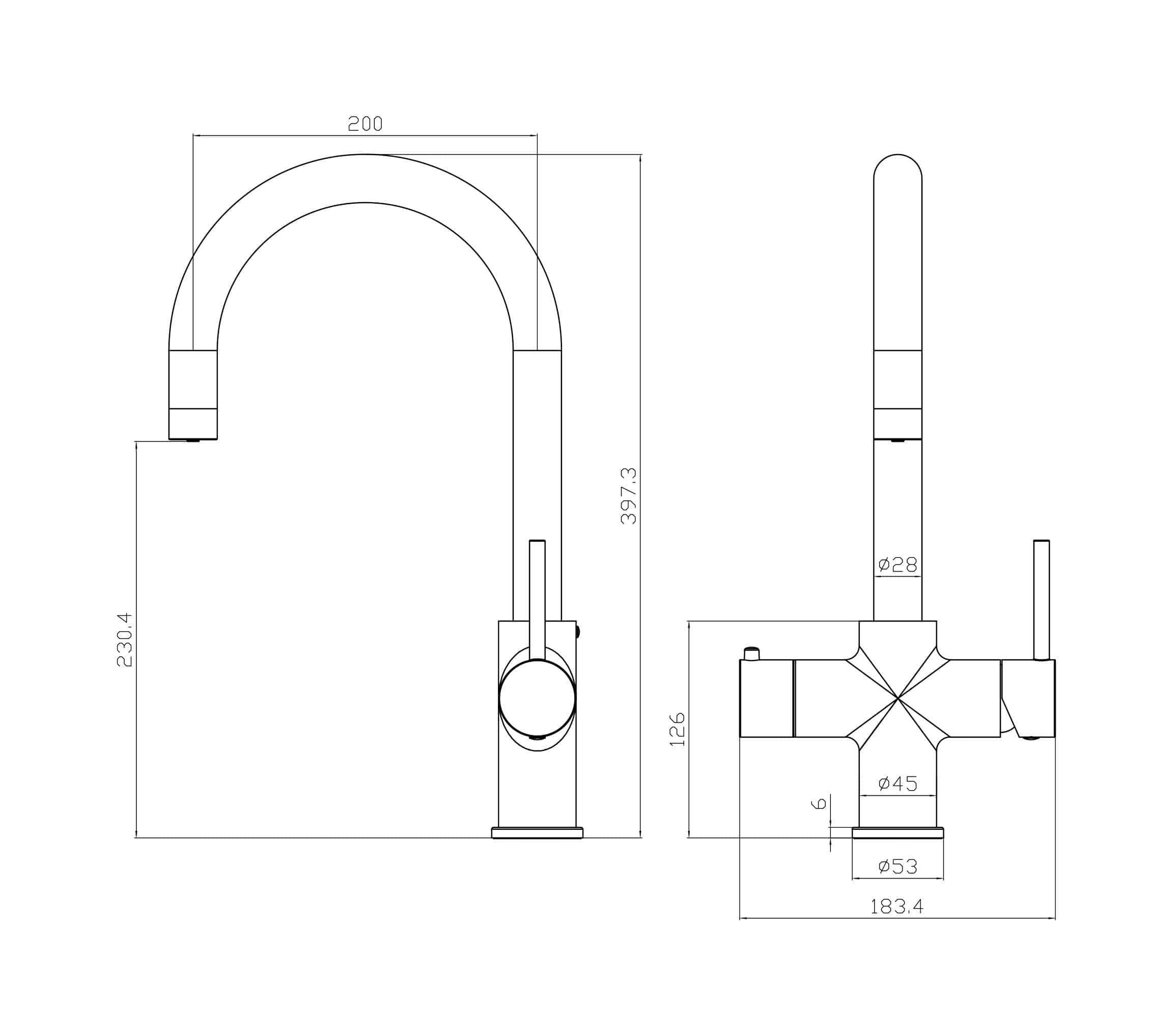 Quantum 4-in-1: Swan Neck - Matt Black