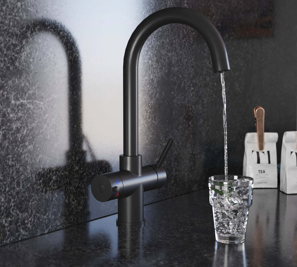 Quanta Chilled Swan 4-in-1 Boiling Tap Matt Black