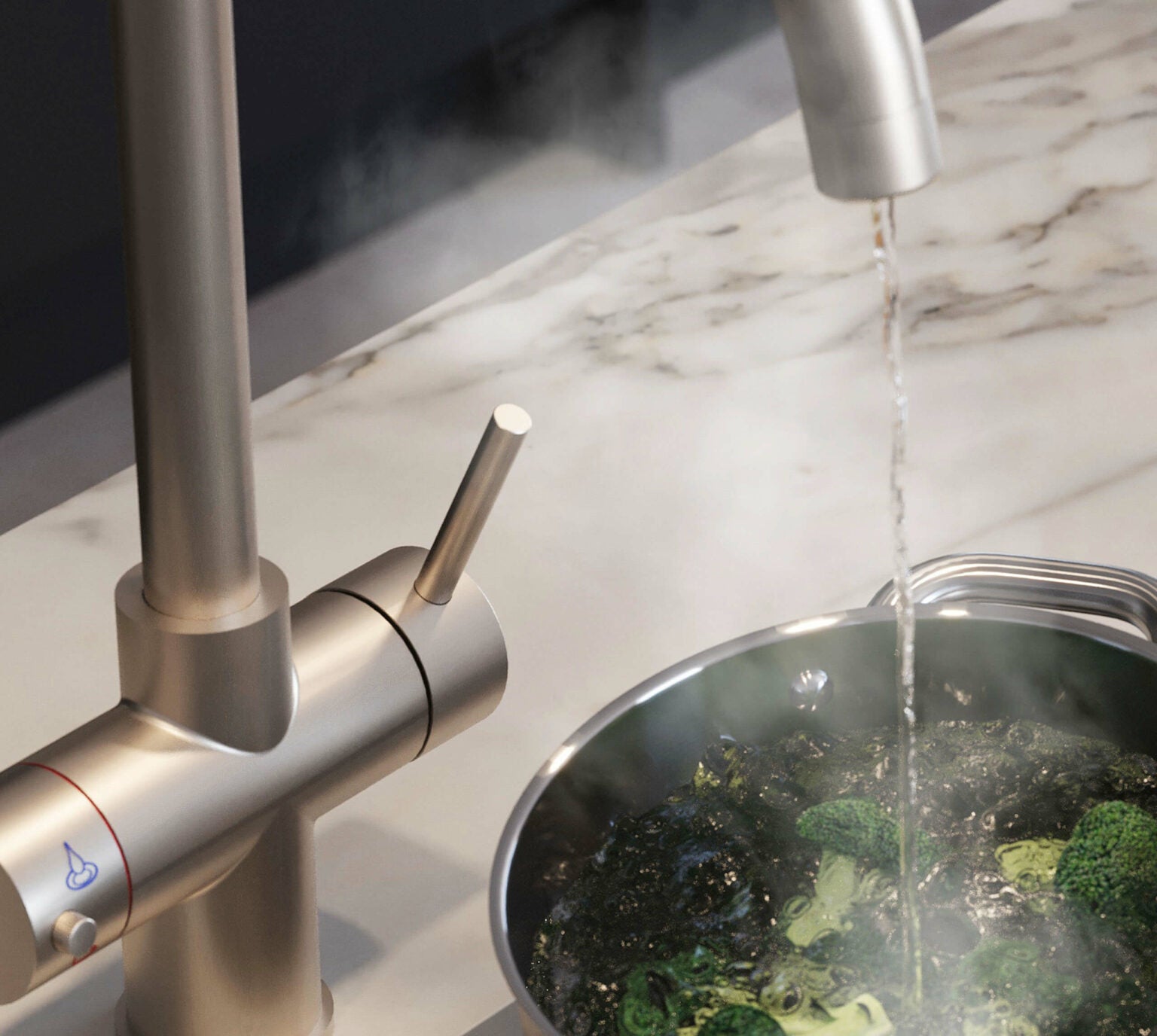 Helena Swan Neck 3-in-1 Boiling Tap Brushed Nickel