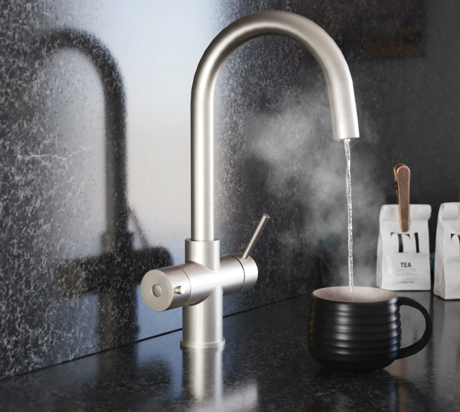Helena Swan Neck 3-in-1 Boiling Tap Brushed Nickel
