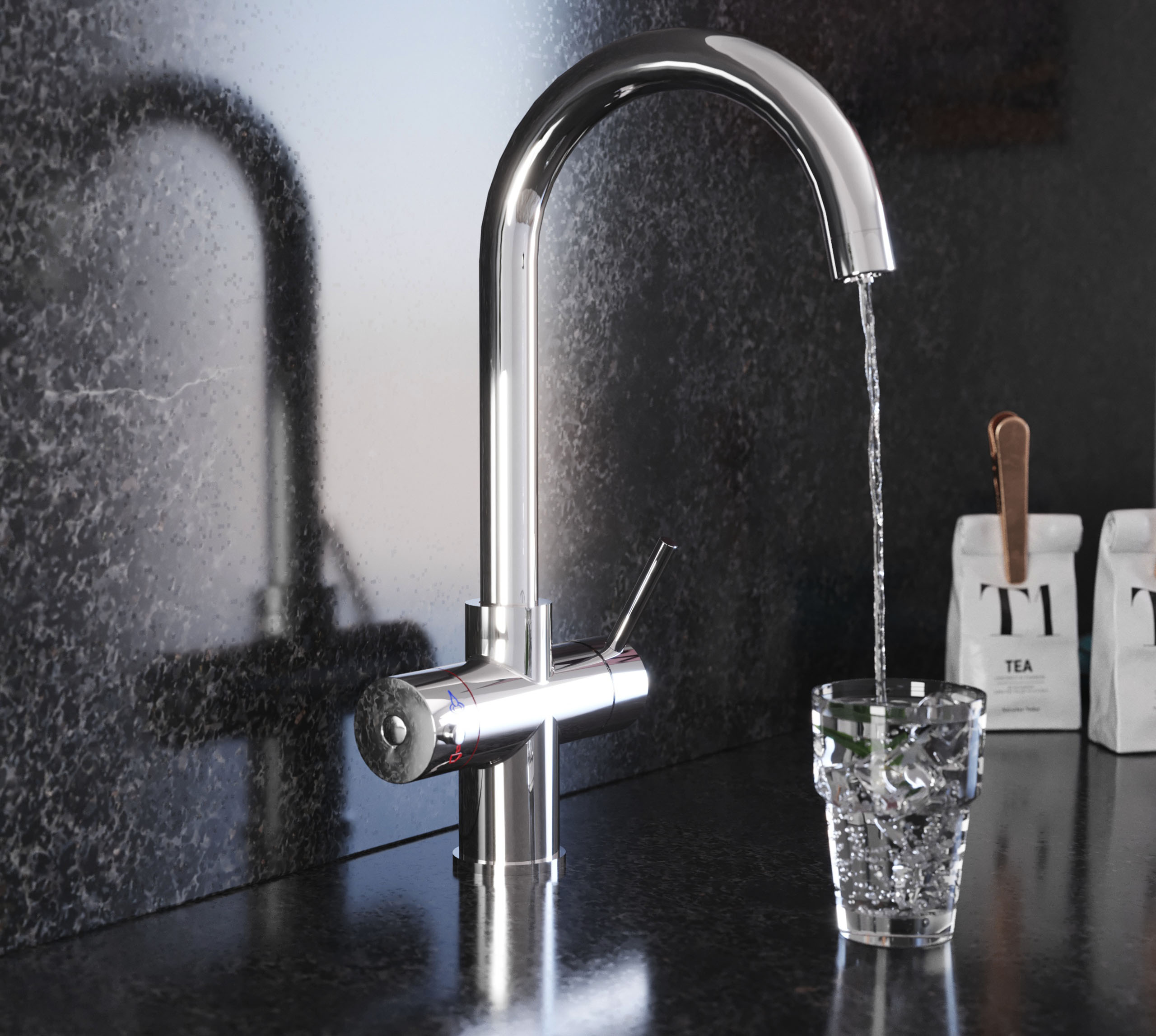 Quanta Chilled Swan 4-in-1 Boiling Tap Chrome
