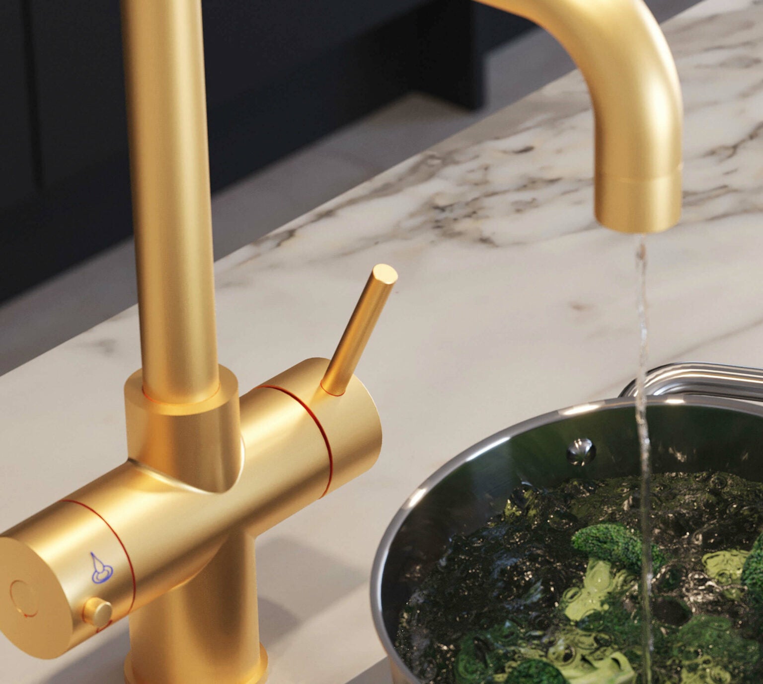 Helena D-Shape 3-in-1 Boiling Tap Brushed Gold