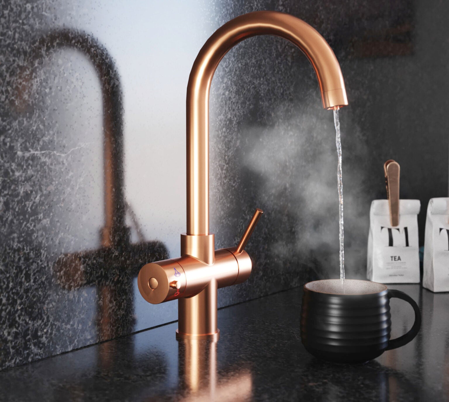 Quanta Chilled Swan 4-in-1 Boiling Tap Copper