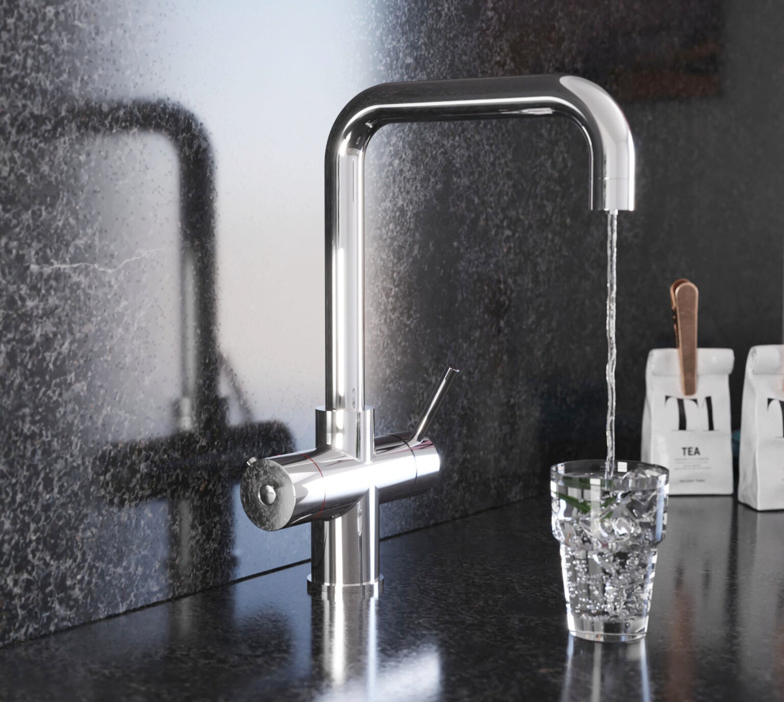 Quanta Chilled D-Shape 4-in-1 Boiling Tap Chrome