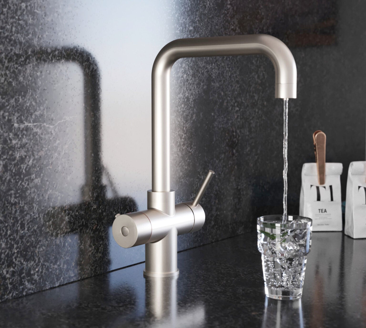 Quanta Chilled D-Shape 4-in-1 Boiling Tap Brushed Nickel