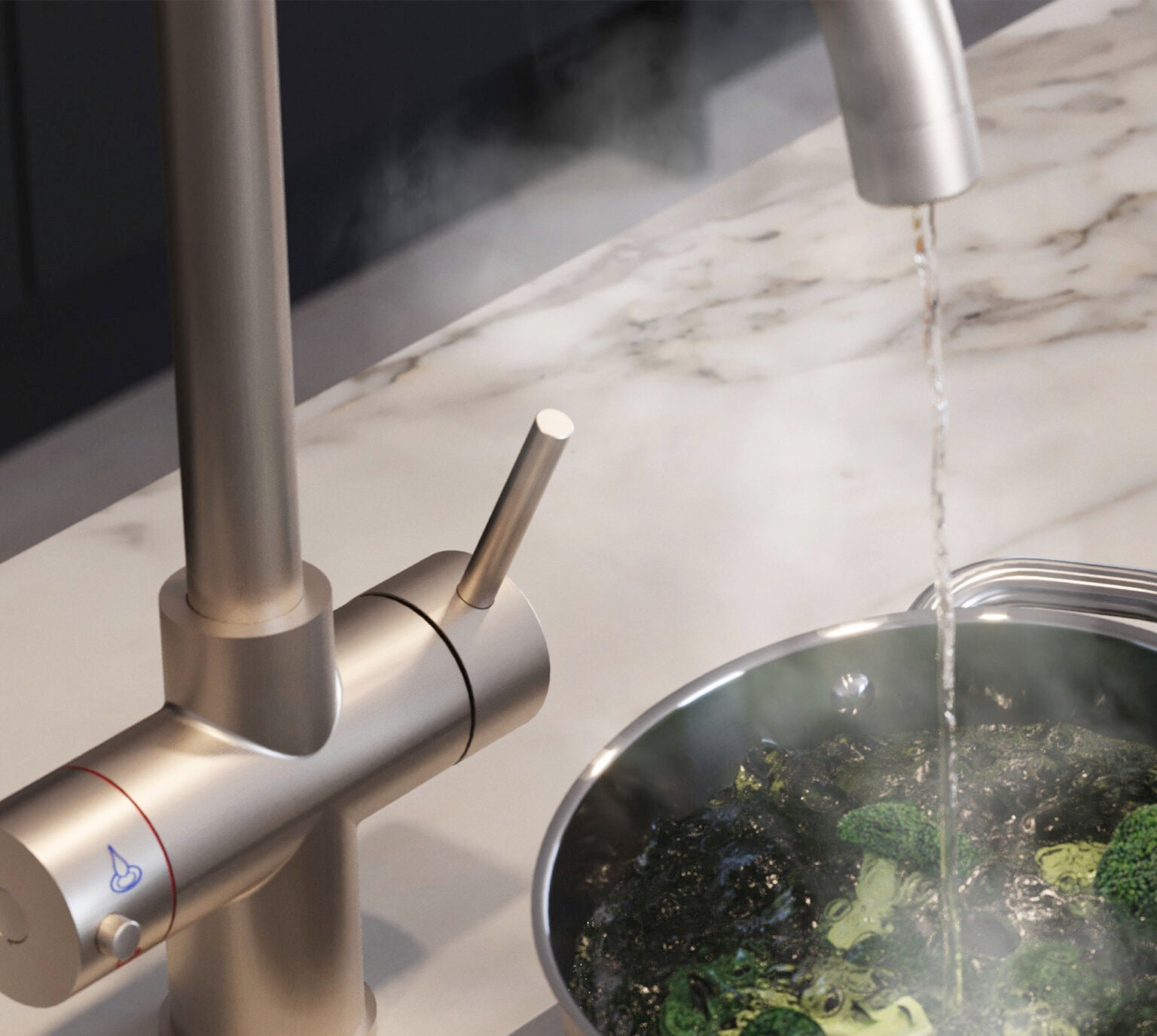 Quanta Chilled Swan 4-in-1 Boiling Tap Brushed Nickel