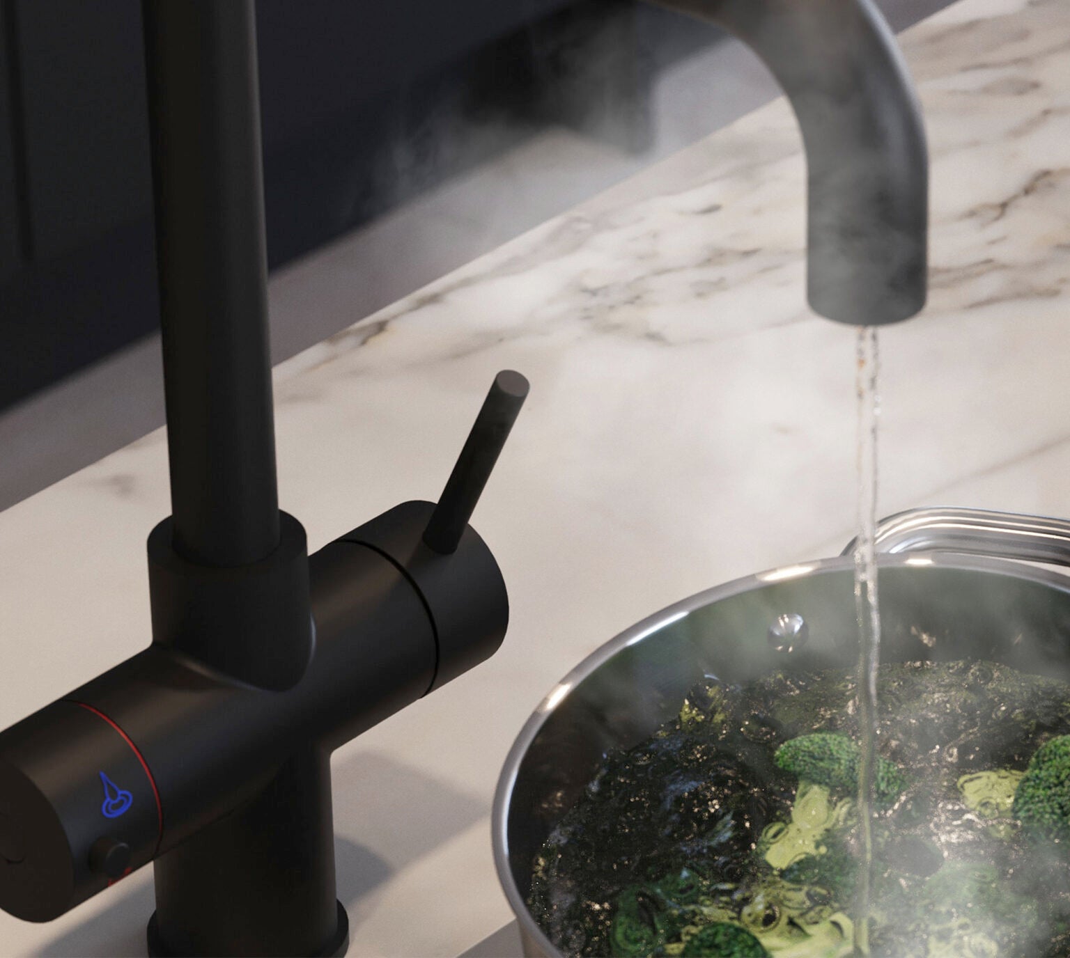 Quanta Chilled D-Shape 4-in-1 Boiling Tap Matt Black