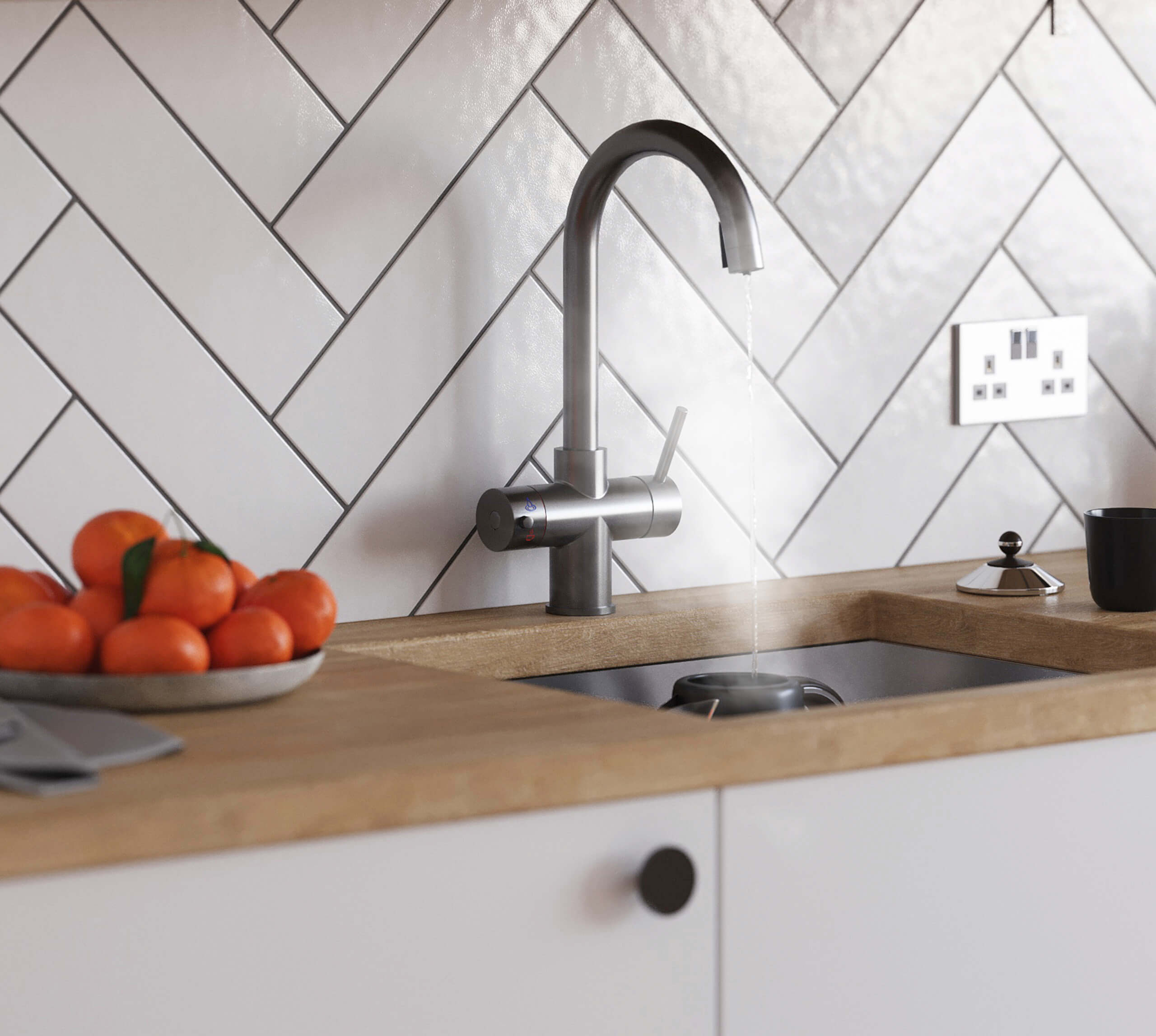 Quanta Chilled Swan 4-in-1 Boiling Tap Gunmetal