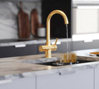 Quanta Chilled Swan 4-in-1 Boiling Tap Brushed Gold