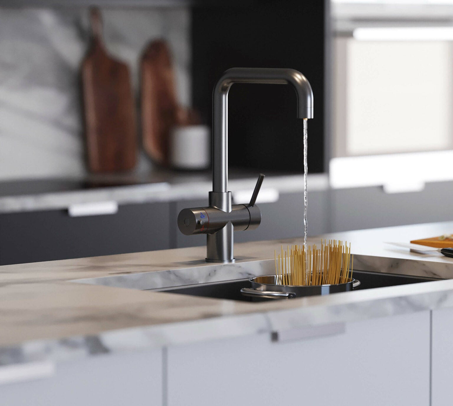 Quanta Chilled D-Shape 4-in-1 Boiling Tap Gunmetal