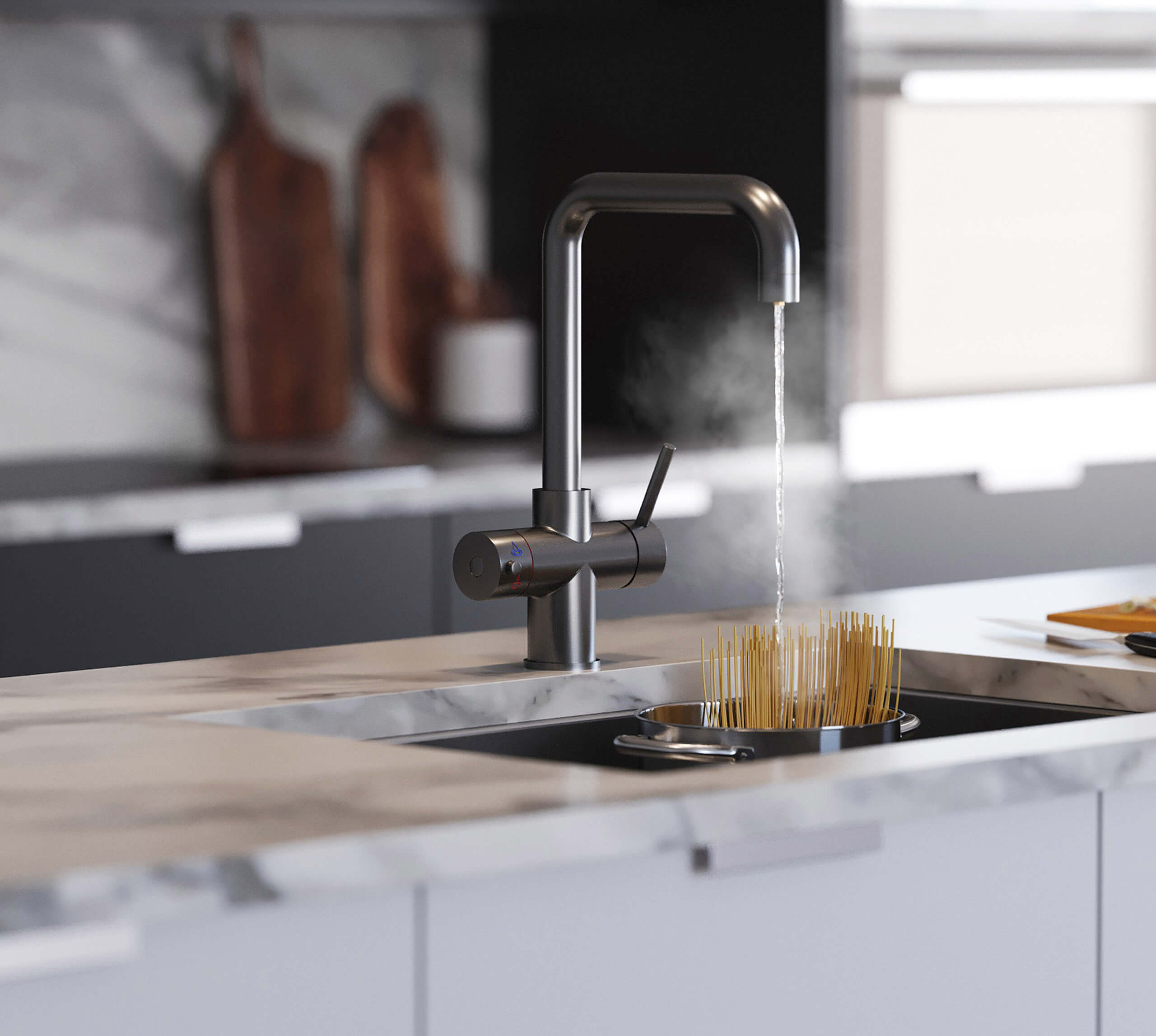 Quanta Chilled D-Shape 4-in-1 Boiling Tap Gunmetal