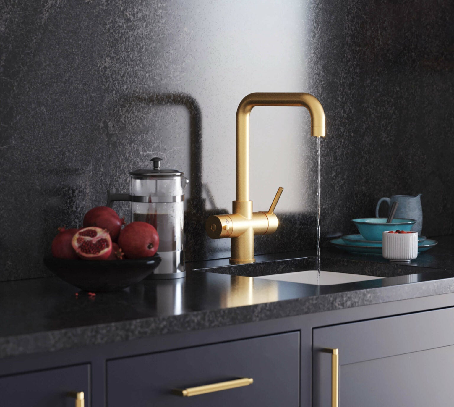 Quanta Chilled D-Shape 4-in-1 Boiling Tap Brushed Gold